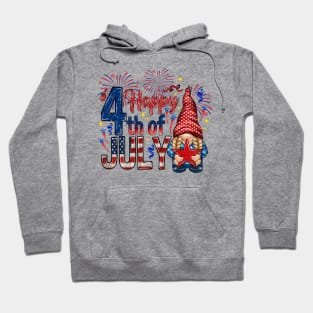 Happy 4th Of July with gnome Us Flag Independence Day Hoodie